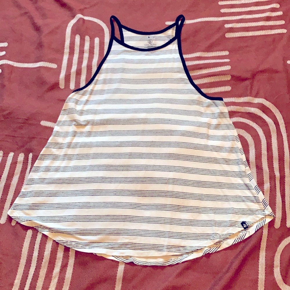 NWOT Volcom Striped Halter Neck Tank Top